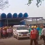 एनटीपीसी शक्तिनगर में मजदूरों का विरोध